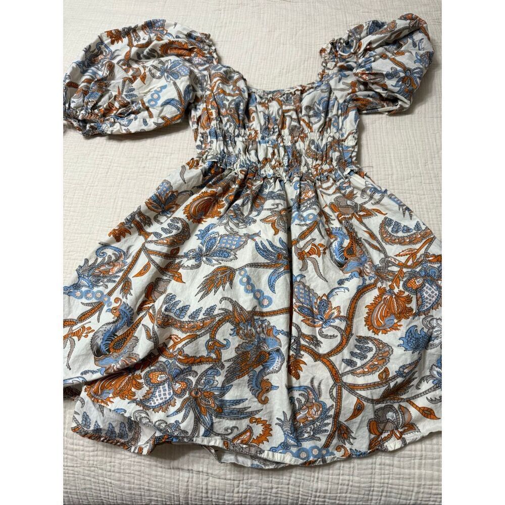 House of Harlow 1960 Bohemian Paisley Puff‑Sleeve Dress – Size M – Cream Base w/ - Picture 4 of 8